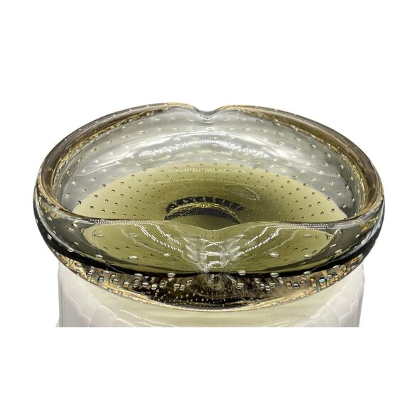 Vtg MCM Handblown Carl Erickson Heart Shaped Trinket Dish Bowl Bullicante Gray - Picture 2 of 5